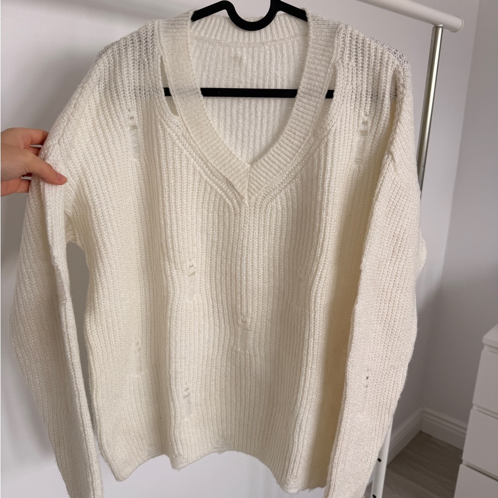 Cozy White Knit Sweater